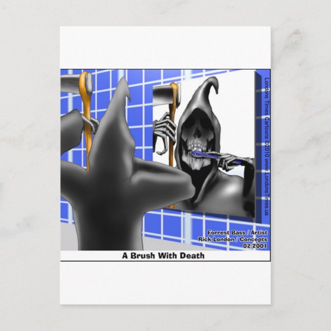 Postal Cepillo pardo de pañales con muerte Tees divertido (Anverso)