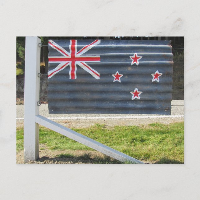 Postal cerca de la bandera de Nueva Zelanda (Anverso)