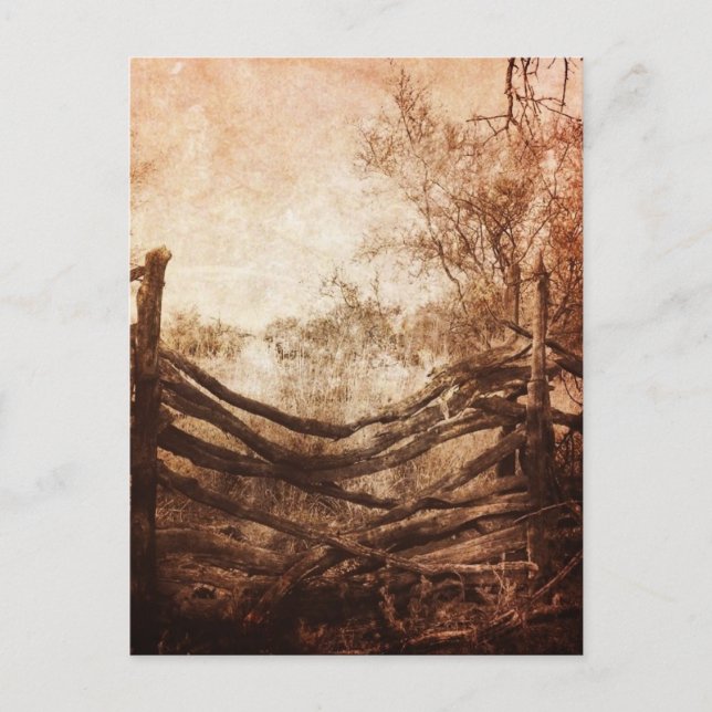 Postal Cerca rústica de la granja del paisaje rural de la (Anverso)