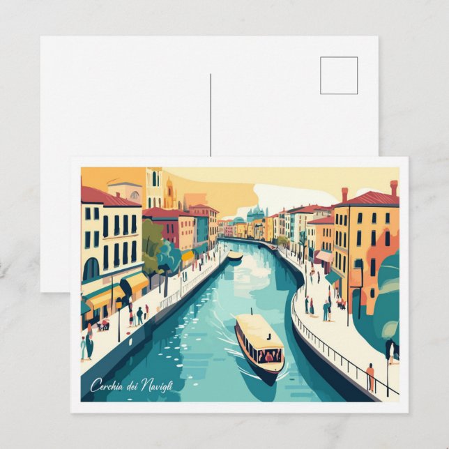 Postal Cerchia dei Navigli Milan ItaliaI Viaje (Anverso / Reverso)