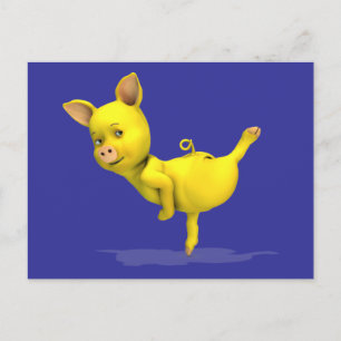 Postal Cerdo amarillo Arabesque