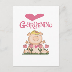 Postal Cerdo Amor Jardinería camisetas y regalos