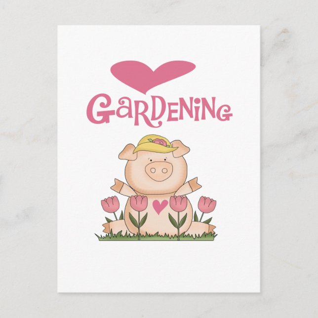 Postal Cerdo Amor Jardinería camisetas y regalos (Anverso)