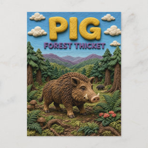 Postal Cerdo, Arte de Arcilla de Matorral Forestal