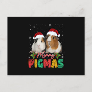 Postal Cerdo con pigmas con Santa Hat navidad graciosa
