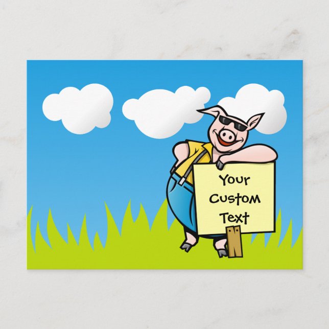 Postal Cerdo con signo (Anverso)