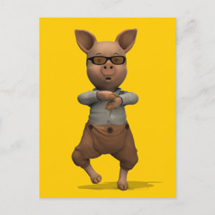 Postal Cerdo de baile rap