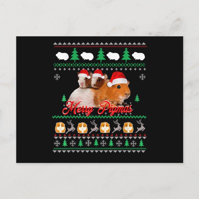 Postal Cerdo de Guinea Feo Cerdo de Guinea Navidad (Anverso)