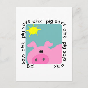 Postal Cerdo dice camisetas y regalos de Oink