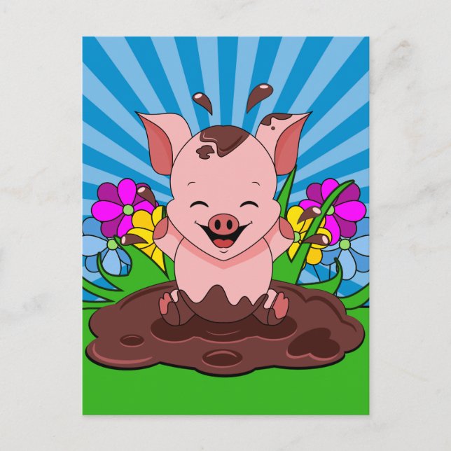 Postal Cerdo en barro (Anverso)