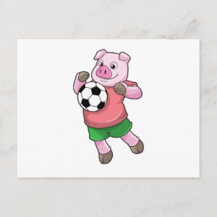 Postal Cerdo en deportes de fútbol