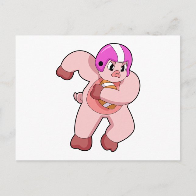 Postal Cerdo en deportes de fútbol americano (Anverso)