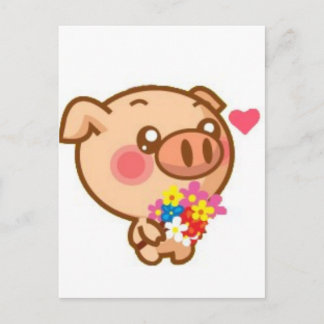 Postal Cerdo enamorado