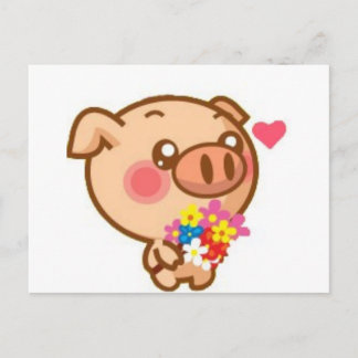 Postal Cerdo enamorado