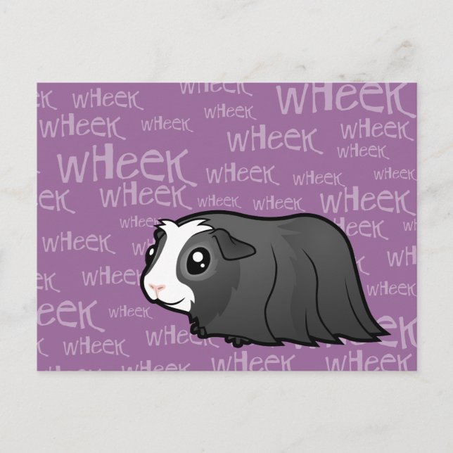 Postal Cerdo guineano personalizado (pelo largo) (Anverso)