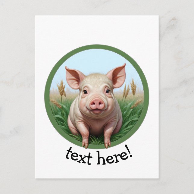 Postal cerdo lindo con tu texto (Anverso)