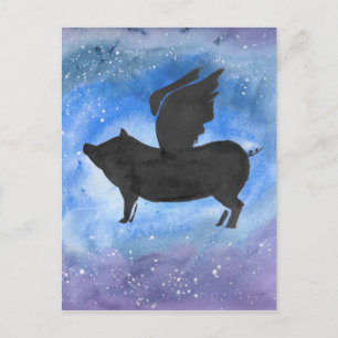 Postal Cerdo majestuoso volador