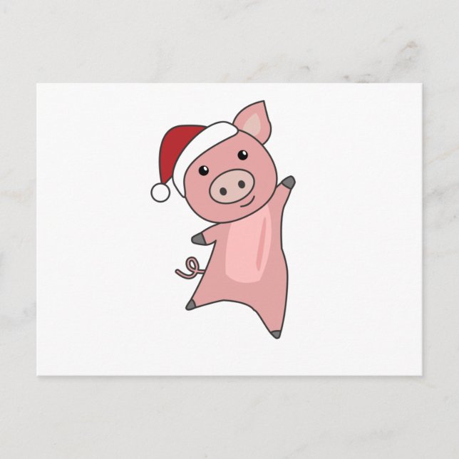 Postal Cerdo Merry Christmas Animals Cerdos (Anverso)