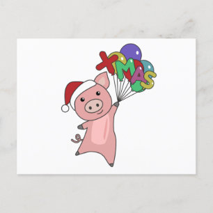 Postal Cerdo Merry Christmas Animals Cerdos