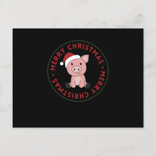 Postal Cerdo Merry Christmas Animals Cerdos