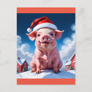 Postal cerdo navidad feliz