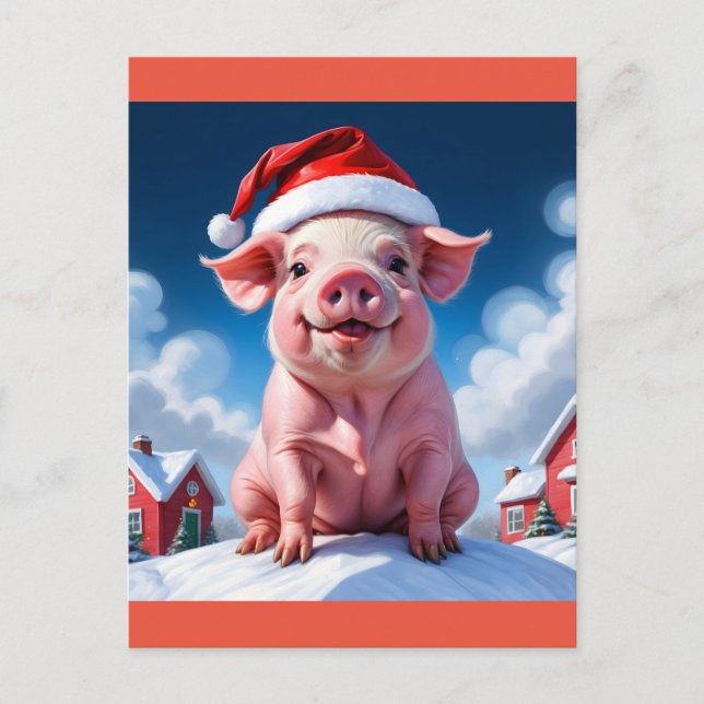 Postal cerdo navidad feliz (Anverso)