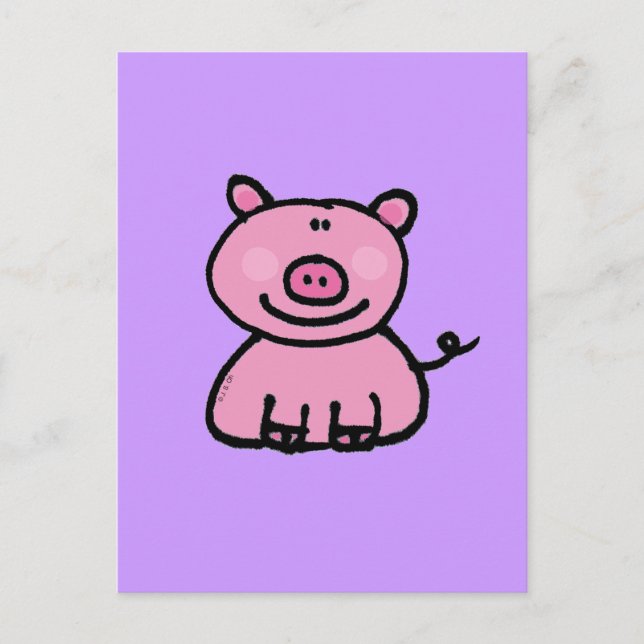 Postal Cerdo rosa (Anverso)