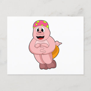 Postal Cerdo saltando al agua