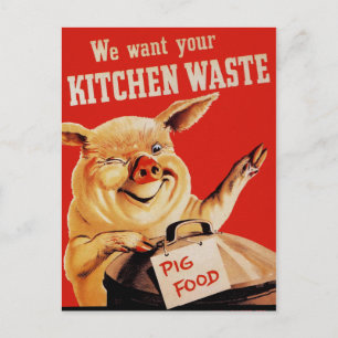 Postal Cerdo Vintage WW2