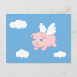 Postal Cerdo Volador - Cerdito Adorable con Alas