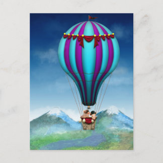 Postal Cerdo volador - globo - arriba y lejos
