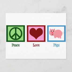 Postal Cerdos de amor por la paz