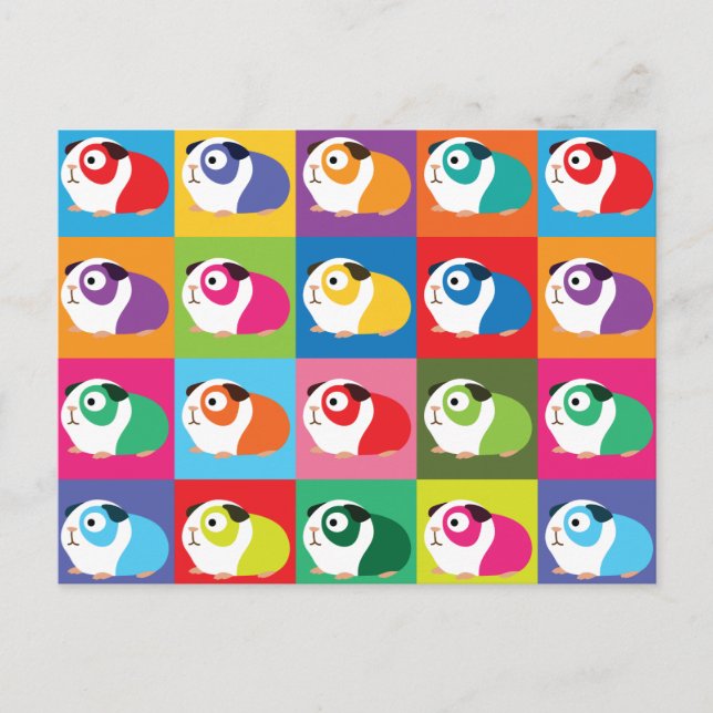 Postal Cerdos de Pop Art Guinea (Anverso)