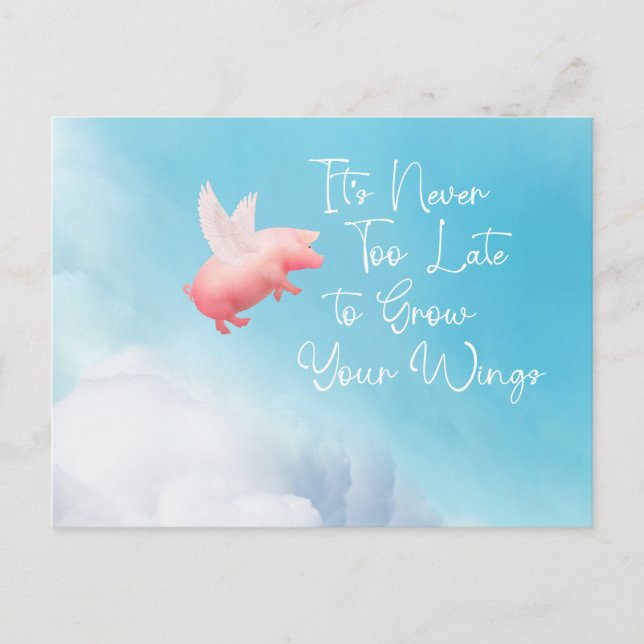 Postal Cerdos voladores cultivan tus alas (Anverso)