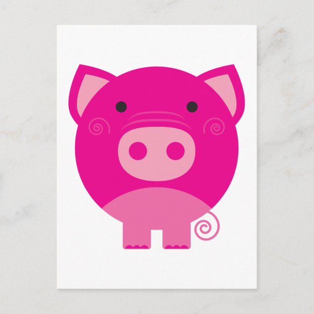 Postal Cerdos y regalos rosas (Anverso)