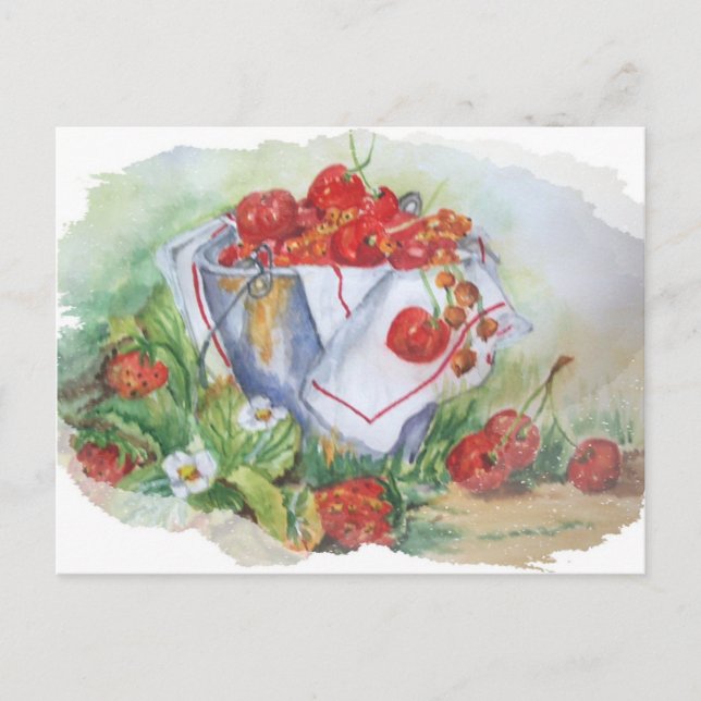 POSTAL CEREBRO Y FRESAS EN UNA CULPA DE HIERRO (Anverso)