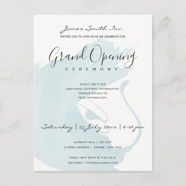 POSTAL CEREMONIA DE APERTURA DE BRUSHSTROKE AQUA BLUE WAT (Anverso)
