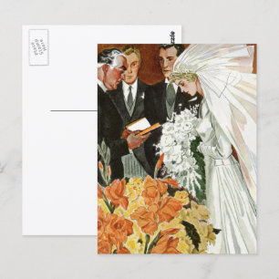 Postal Ceremonia de bodas con novia y novio
