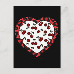 Postal Cerezas RAB Corazón de Estampado de Leopardo Rocka
