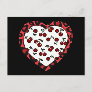 Postal Cerezas RAB Corazón de Estampado de Leopardo Rocka