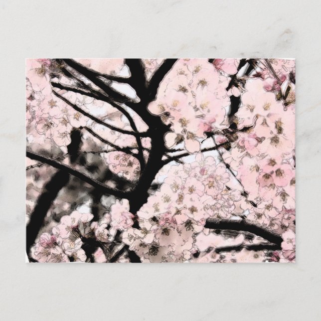 Postal Cerezo en flor editado (Anverso)