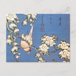 Postal Cerezo y toro llorosos por Hokusai
