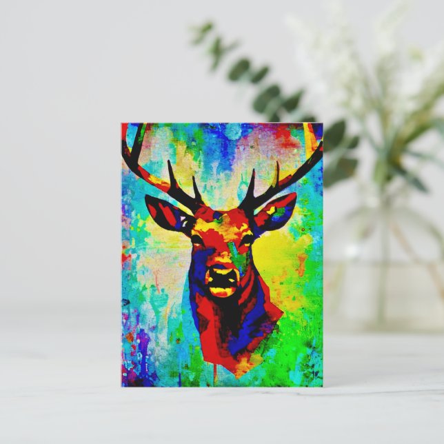 Postal  cerf majestueux - Proud stag (Anverso de pie)