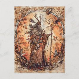 Postal Cernunnos Dios celta con cuernos de la naturaleza