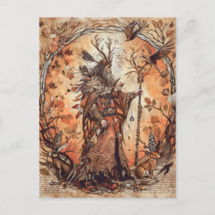 Postal Cernunnos Dios celta con cuernos de la naturaleza