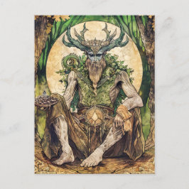Postal Cernunnos Dios celta con cuernos de la naturaleza
