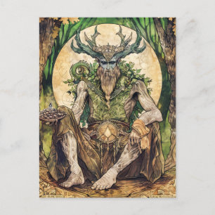 Postal Cernunnos  Dios celta con cuernos de la naturaleza