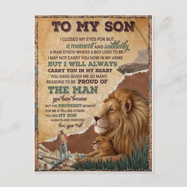 Postal Cerré Los Ojos Por Un Momento -De Papá A Hijo (Anverso)