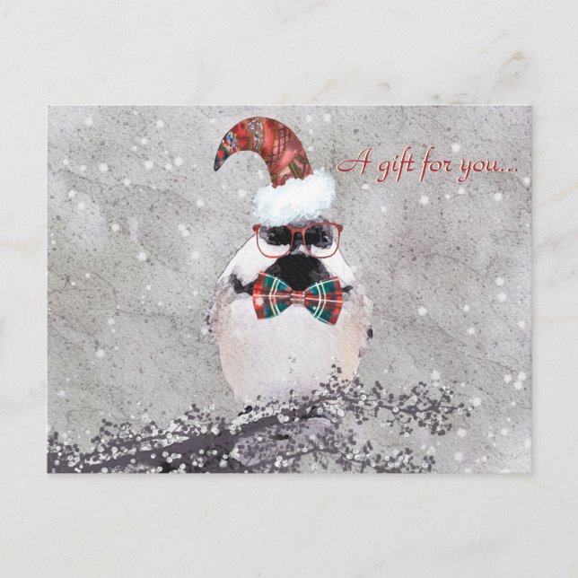 Postal Certificado Adorable de Regalo de Chickadee Holida (Anverso)