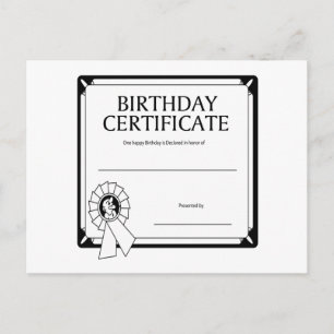 Postal Certificado de cumpleaños